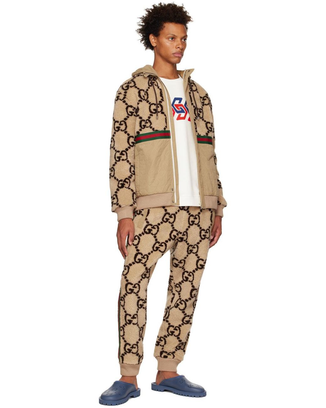 Gucci Natural Gg Jacquard Long-Sleeved Jacket for men