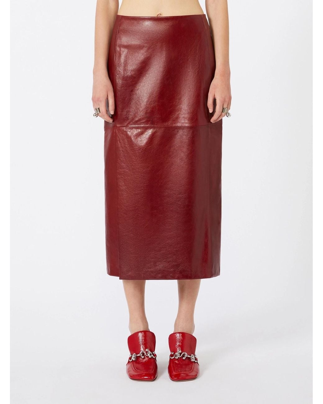 Sportmax Red Comma Straight Hem Skirt