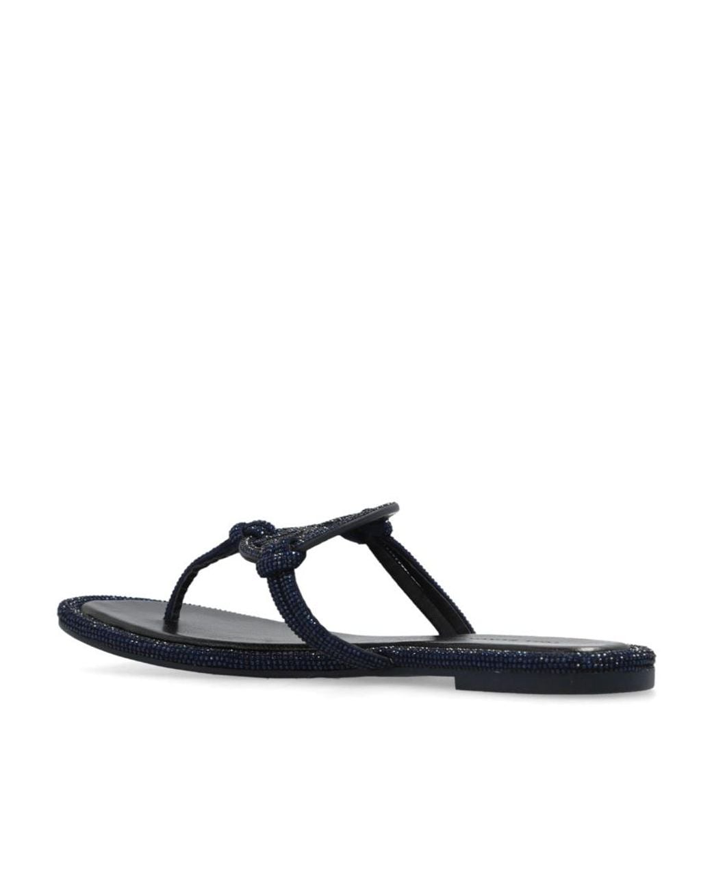 Tory Burch Brown Miller Pavé Embellished Thong Slippers