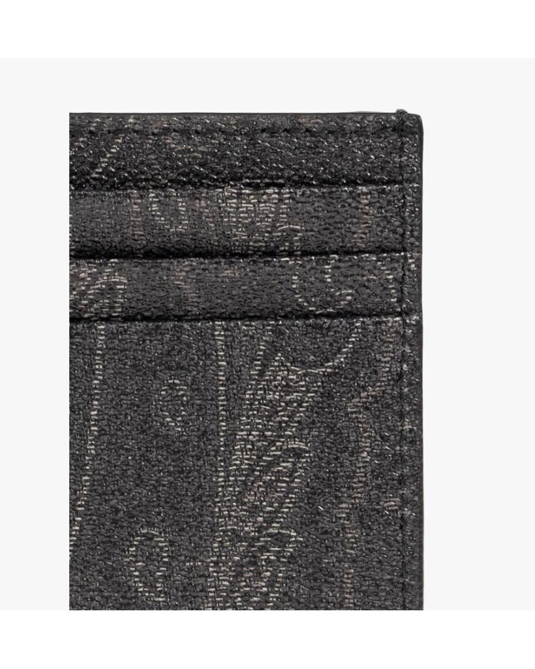 Etro Gray Paisley Trim Card Holder Wallet for men