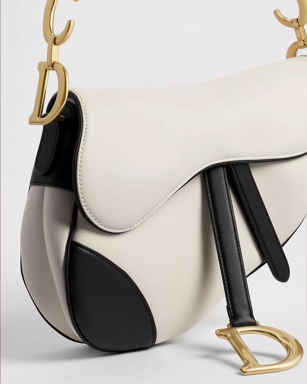 Dior White Saddle Bag With Strap