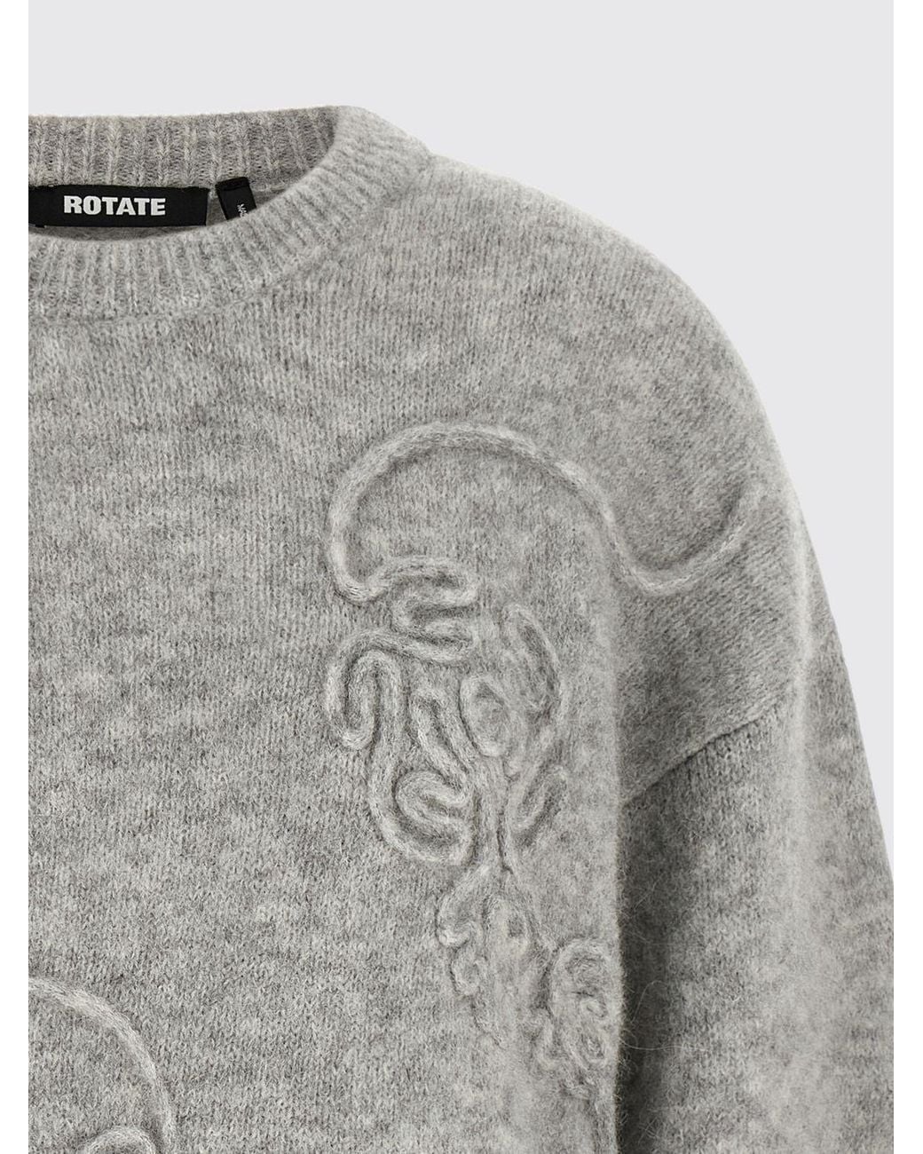 ROTATE BIRGER CHRISTENSEN Gray 3D Flower Knit Jumper