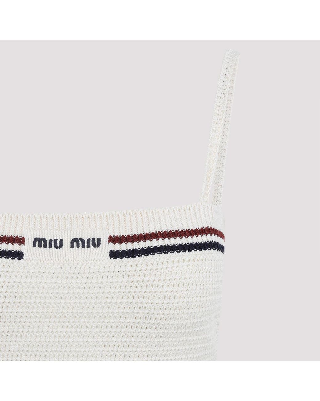 Miu Miu White Crochet Cropped Top
