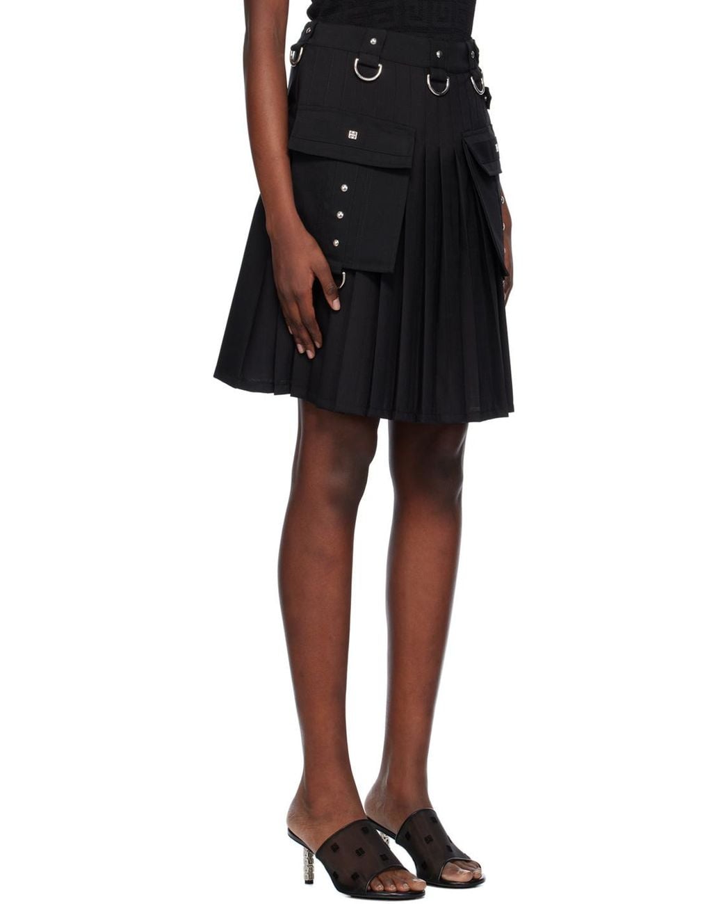 Givenchy Black High-Waisted Pleated Kilt Skirt