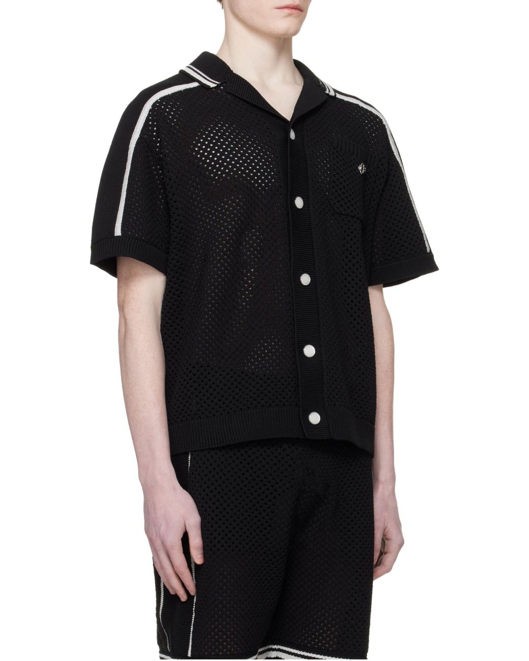 Casablanca Black Mesh Short Sleeved Shirt for men