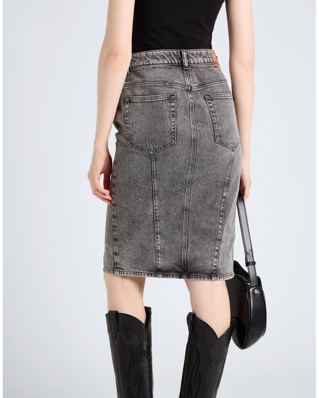 DIESEL Gray Colored Denim Midi Skirt