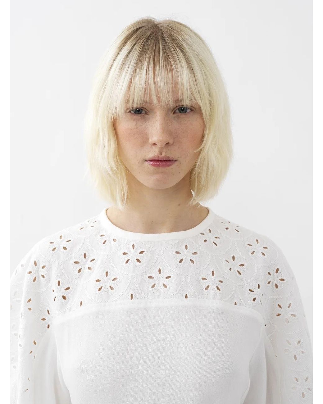Chloé White Bubble Sleeve Blouse