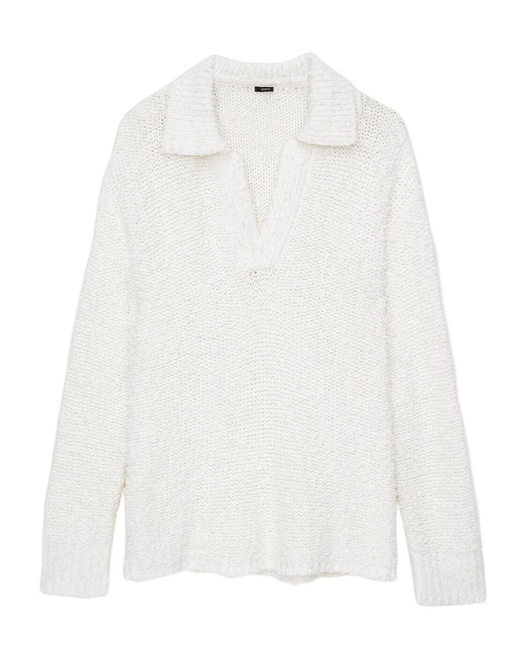 Joseph White Long Sleeved Polo Jumper