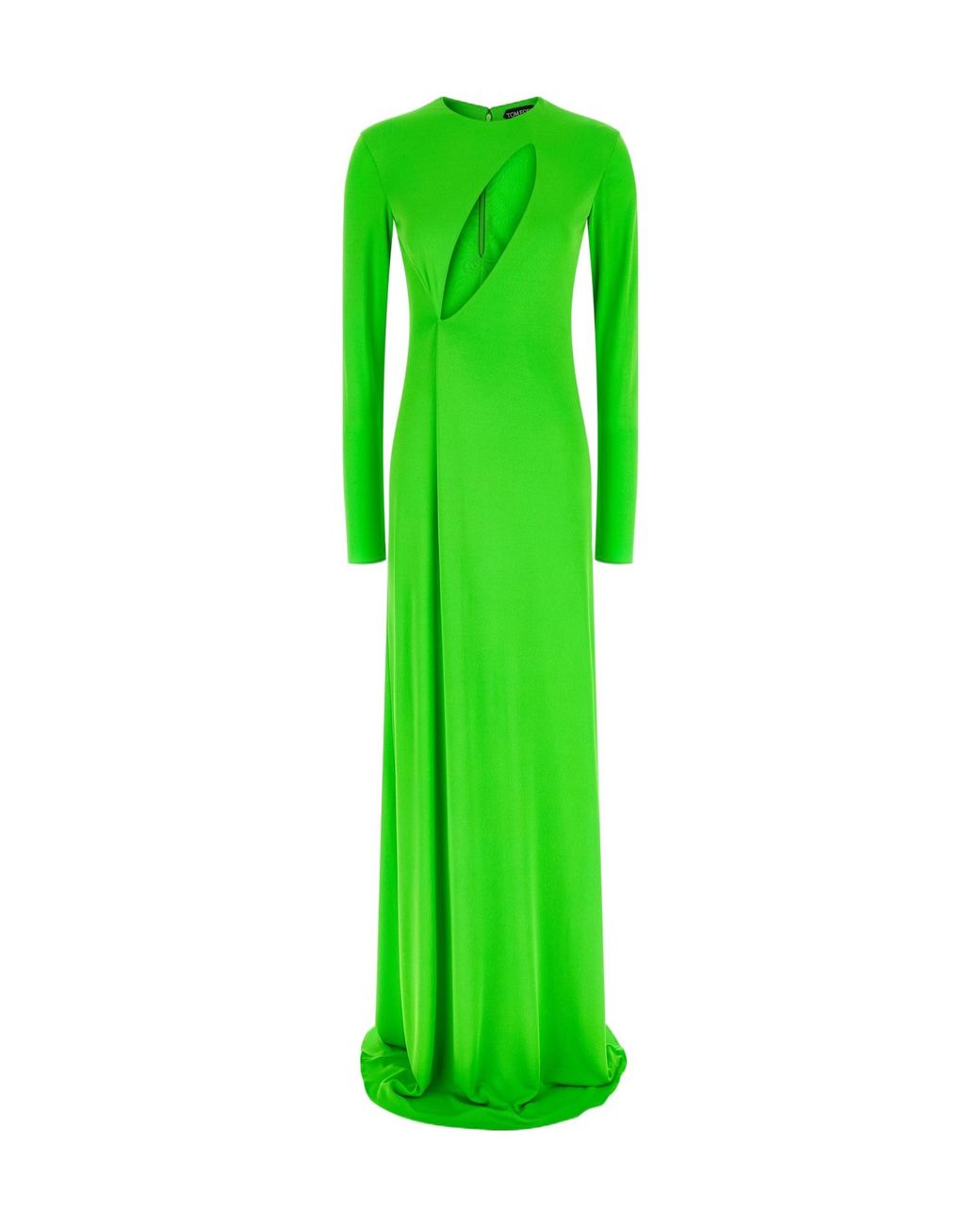 Tom Ford Green Long Sleeve Slash Front Evening Dress