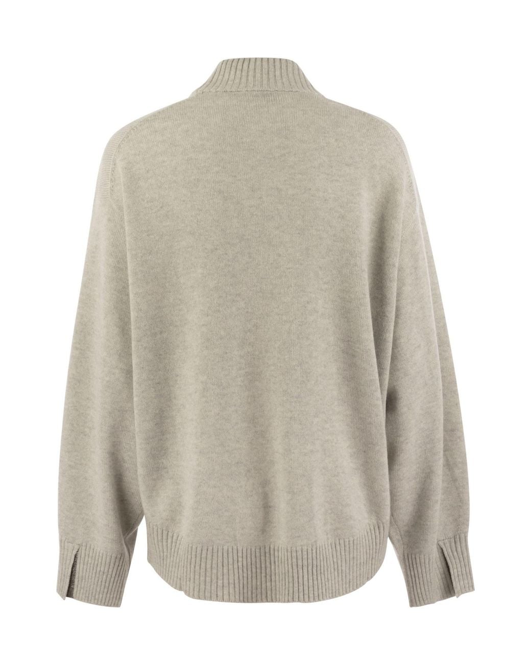 Brunello Cucinelli Gray Turtleneck Knitted Jumper