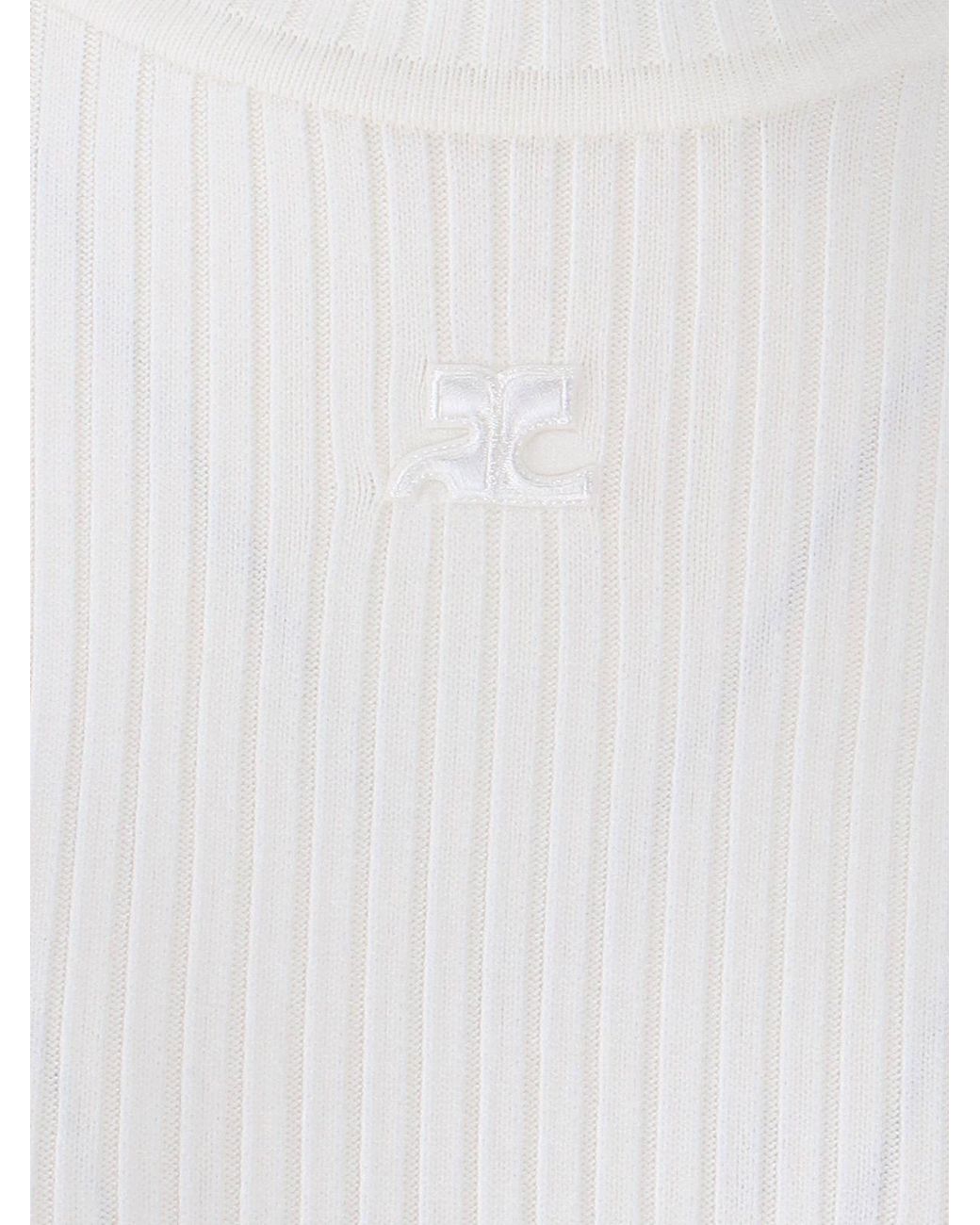 Courreges White Courrèges High Neck Knitted Jumper