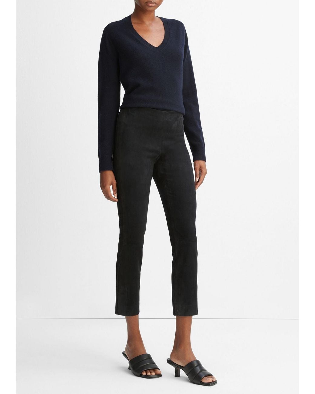 Vince Blue Nine-Point Leggings Under The Slit