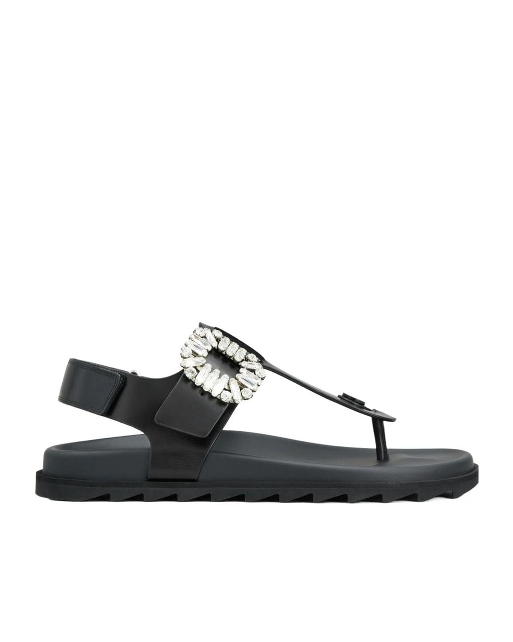 Roger Vivier Black Slidy Viv' Thong Sandals