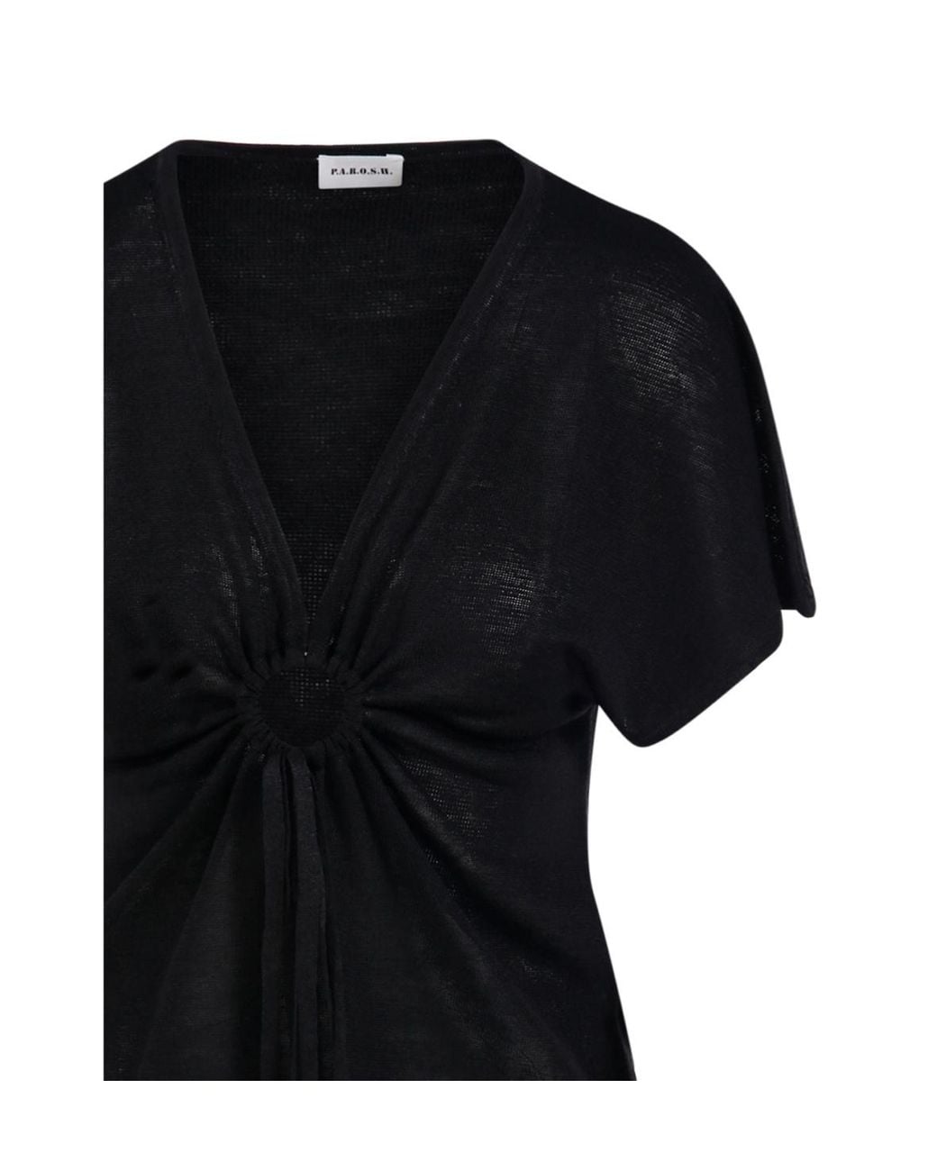 P.A.R.O.S.H. Black Babygirl Ruched Drawstring Top