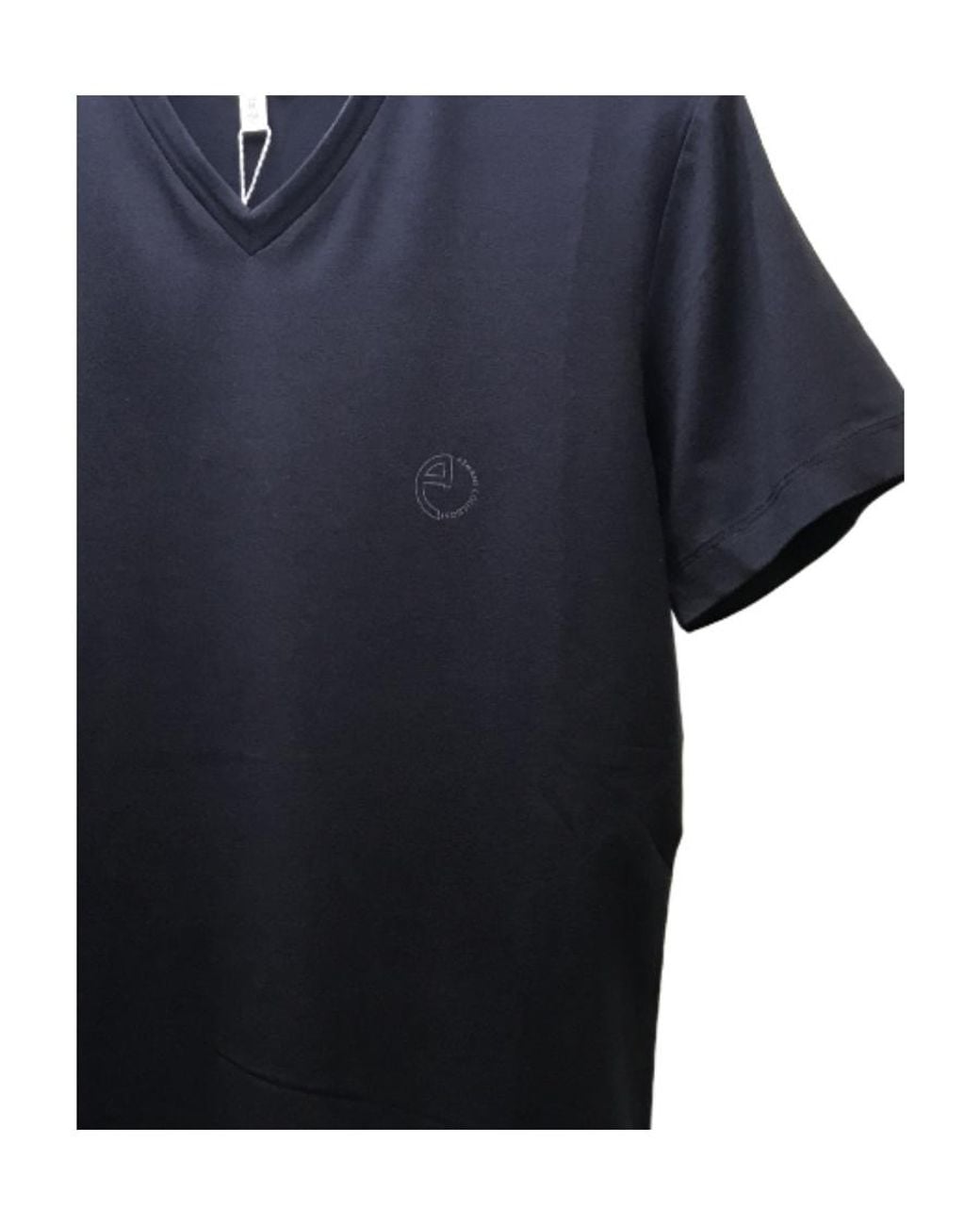 Armani Collezioni Blue V-Neck Short-Sleeved T-Shirt for men