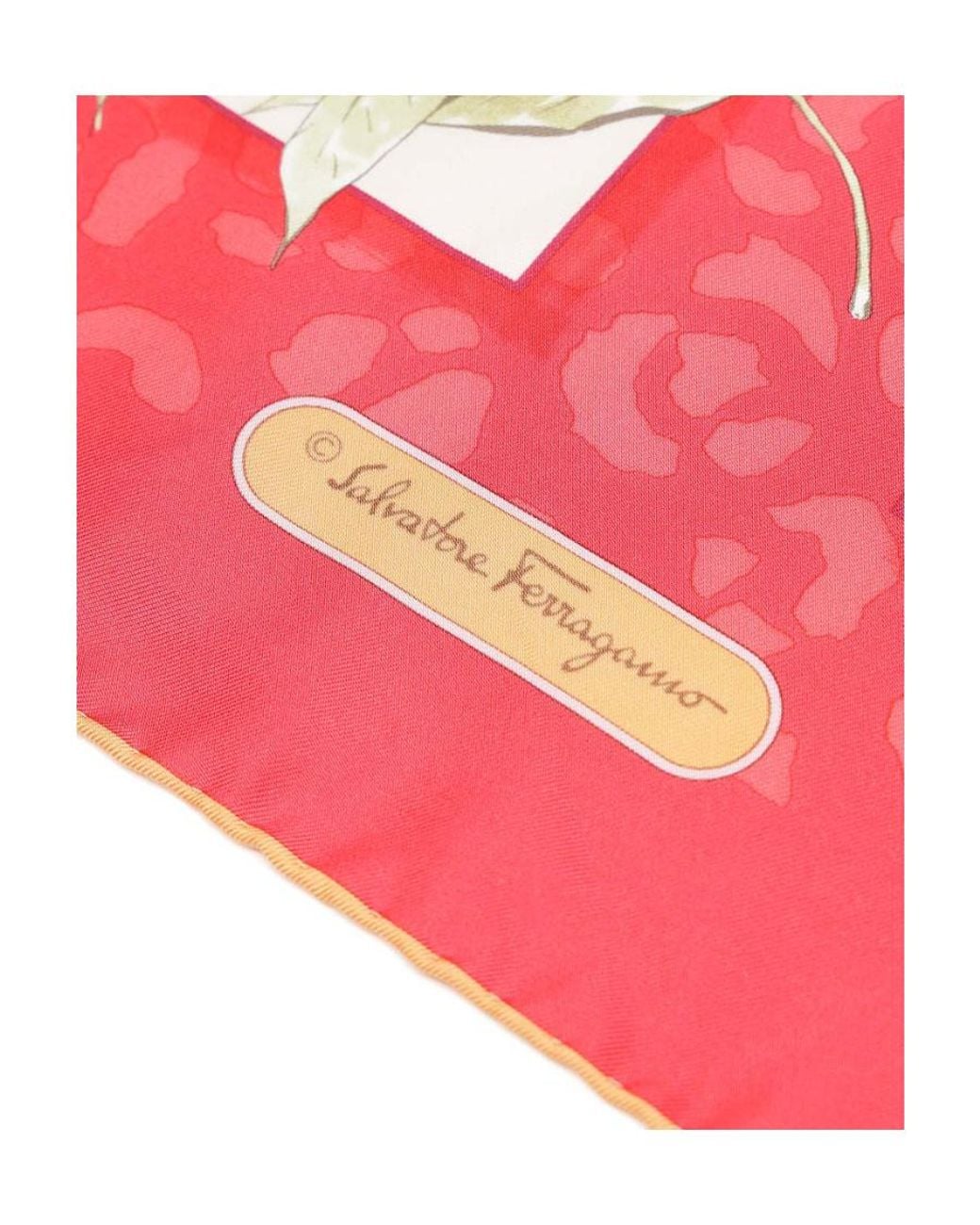 Ferragamo Red Printed Silk Scarf