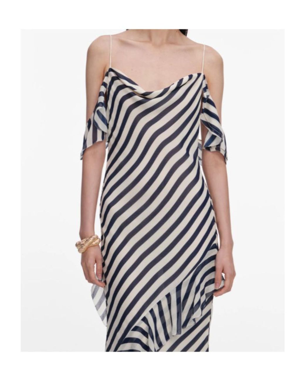 Self-Portrait Multicolor Stripe Georgette Maxi Dress