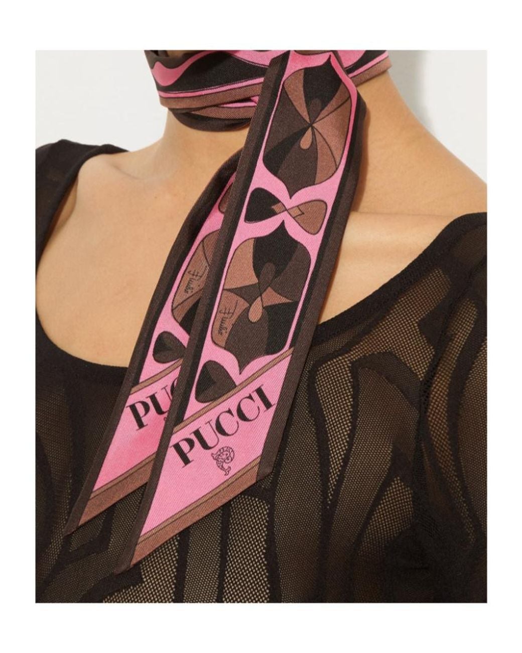 Emilio Pucci Multicolor Pucci Geometric Print Skinny Scarf