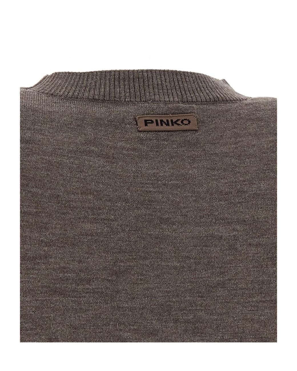 Pinko Brown Long Sleeve Ribbed-Cuff Jumper