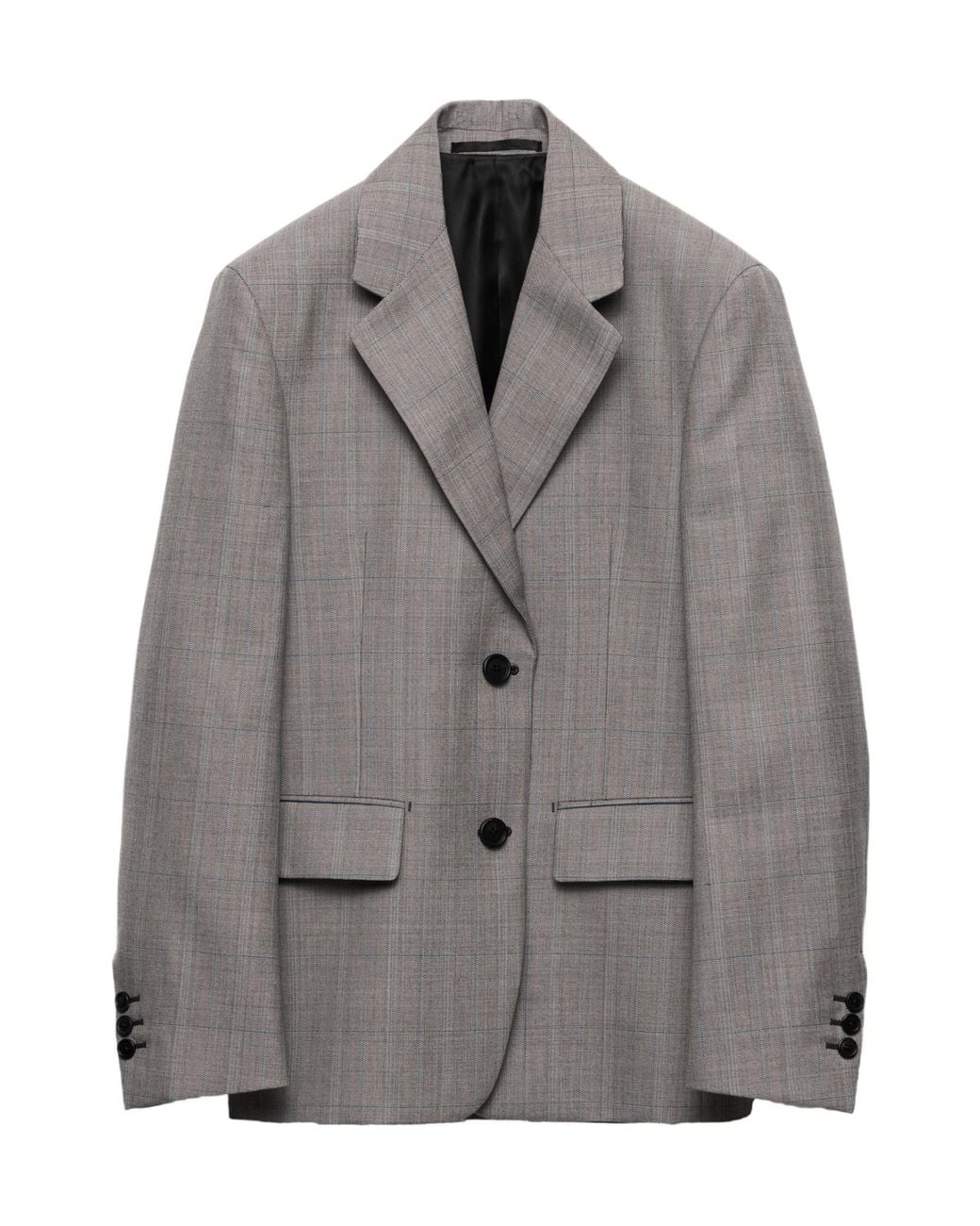 Prada Gray Single-Breasted Checked Grisaille Jacket