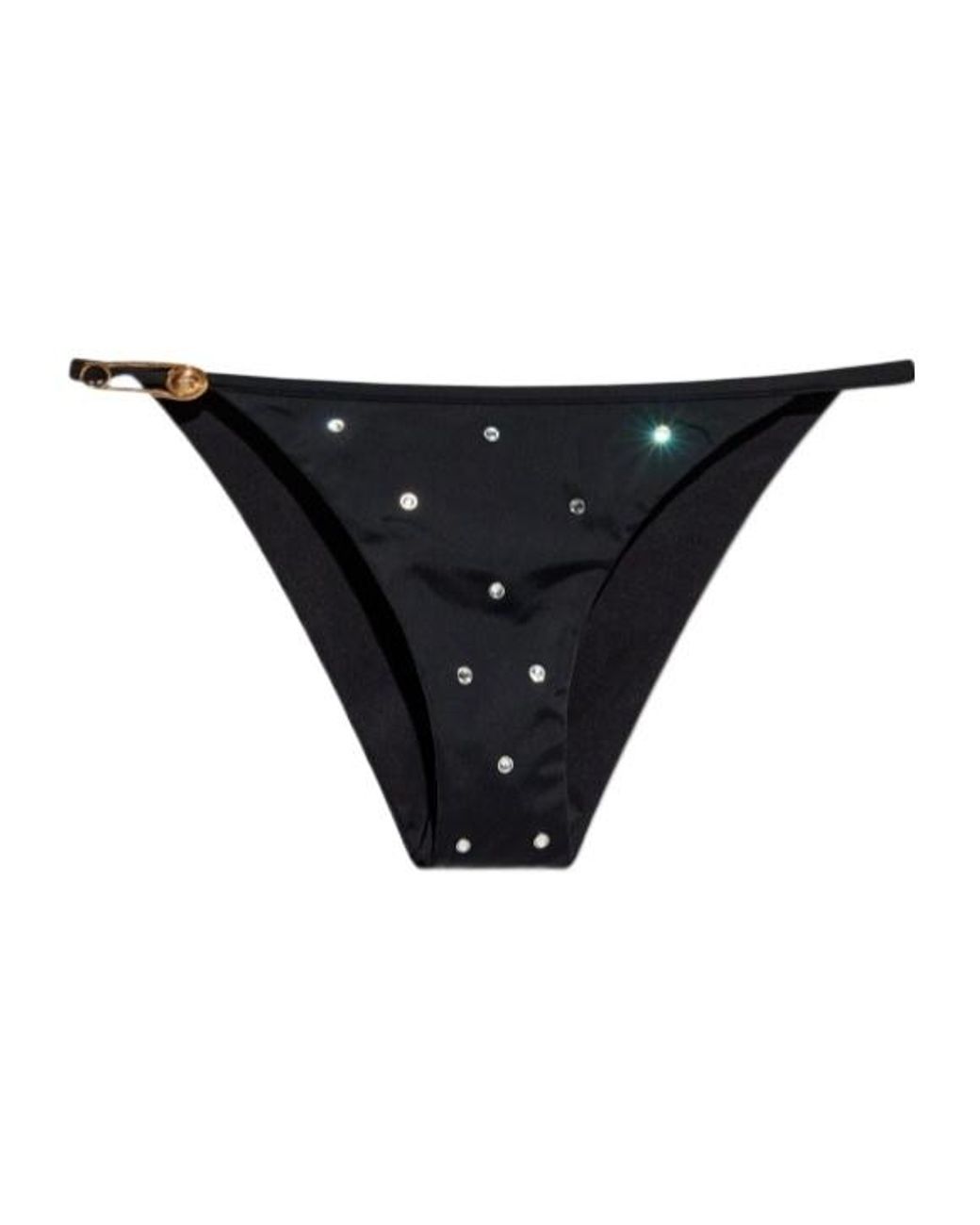Versace Black Crystal-Embellished Bikini Bottom
