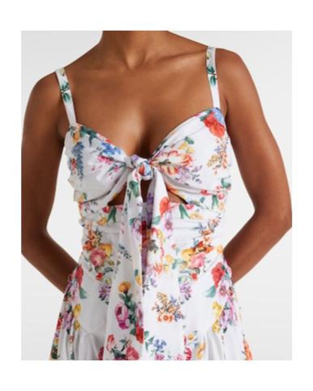 Camilla White Floral Cotton-Blend Midi Dress