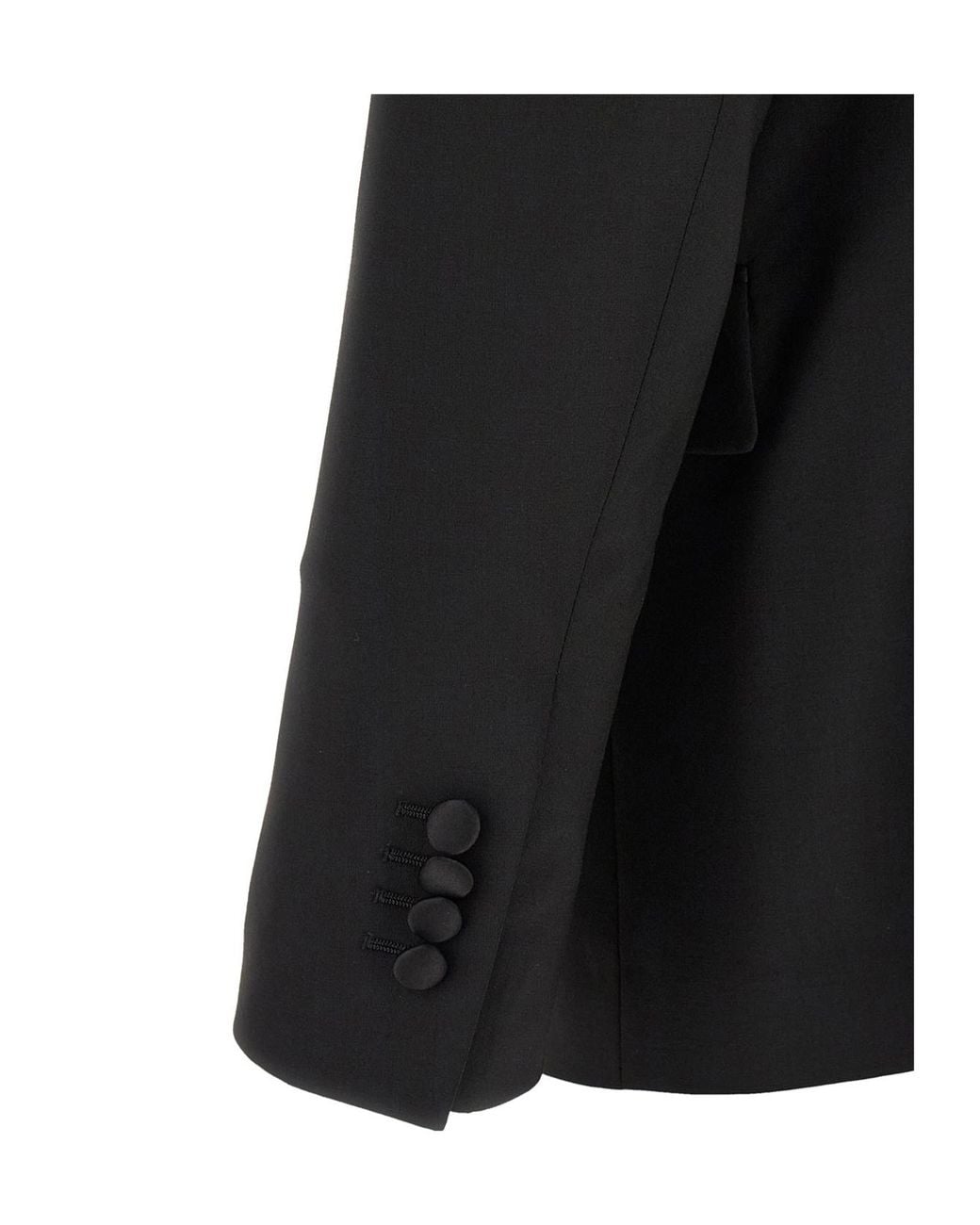 Lardini Black Double-Breasted Satin-Trim Suit for men