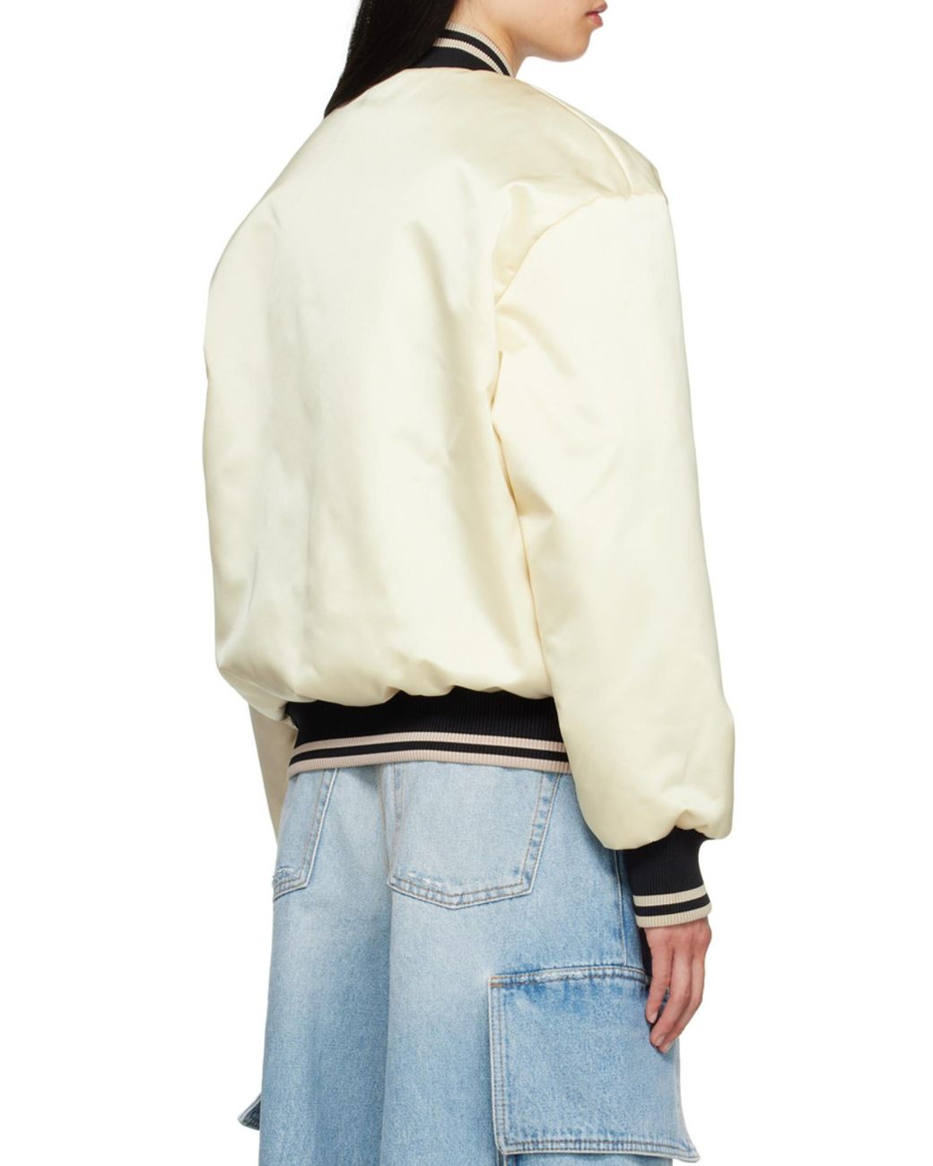 Palm Angels White Classic Logo Bomber Jacket