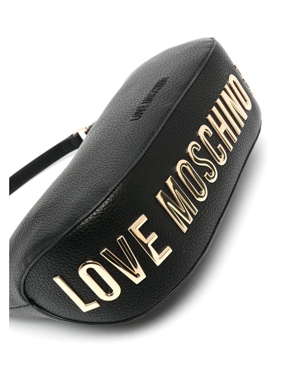 Moschino Black Hobo Logo-Lettering Shoulder Bag