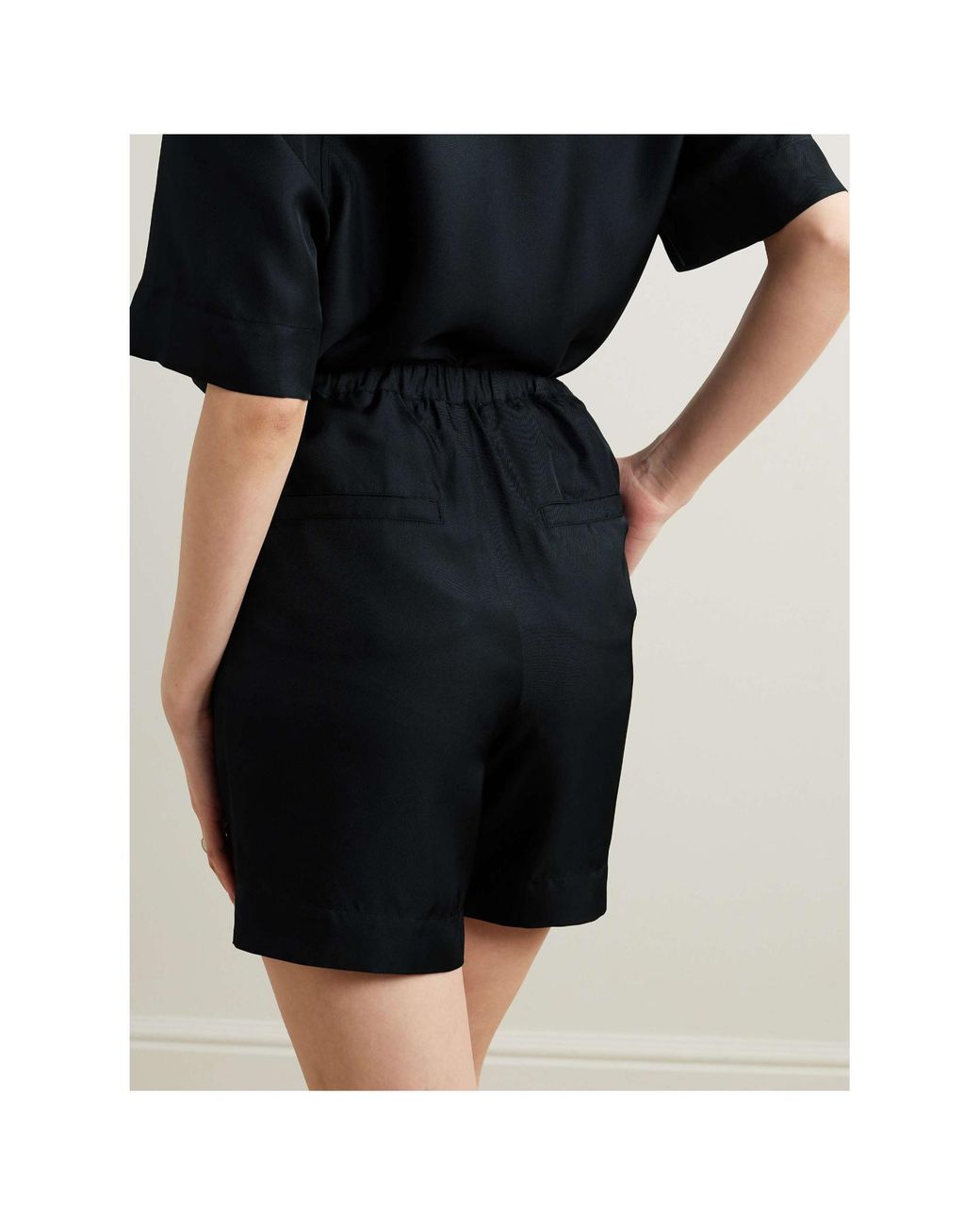 Loulou de Saison Black Poseidon Silk-Twill Shorts