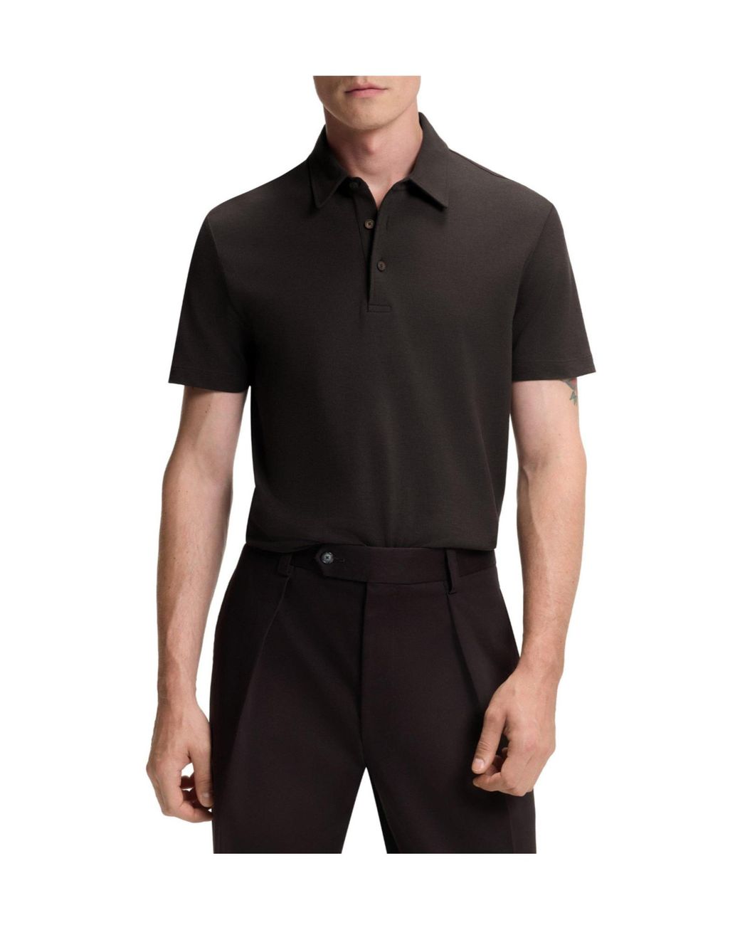 Boss Black Short-Sleeved Cotton Polo Shirt for men