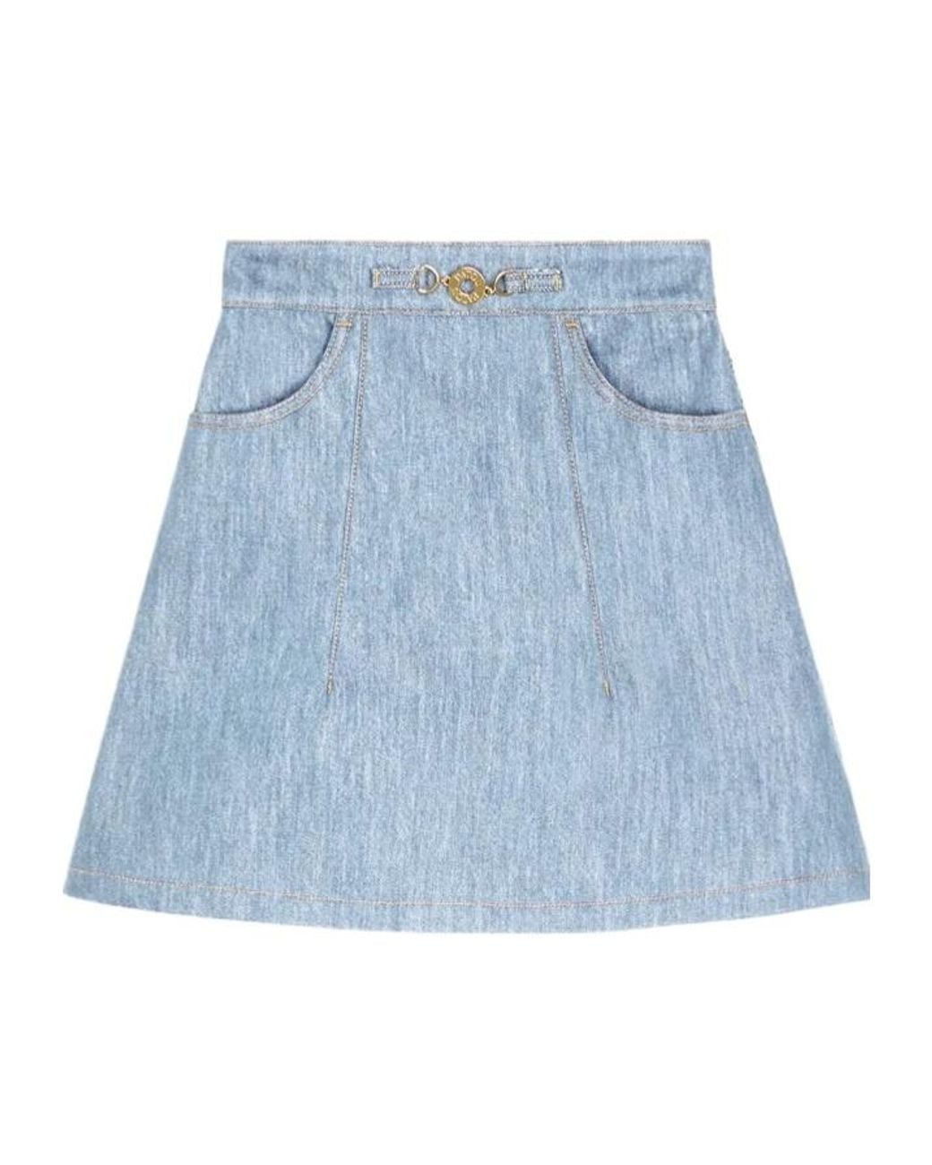 Patou Blue High-Waist A-Line Denim Mini Skirt