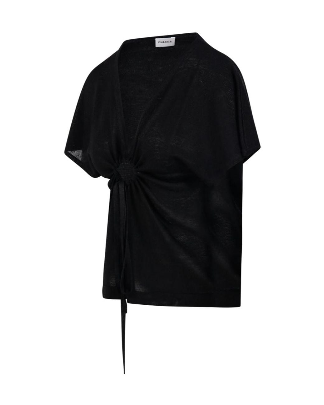 P.A.R.O.S.H. Black Babygirl Ruched Drawstring Top