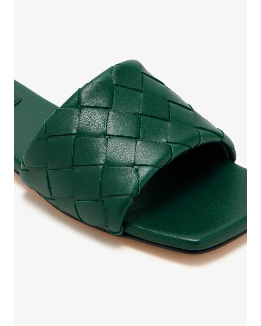Bottega Veneta Green Parco Intrecciato Flat Sandals