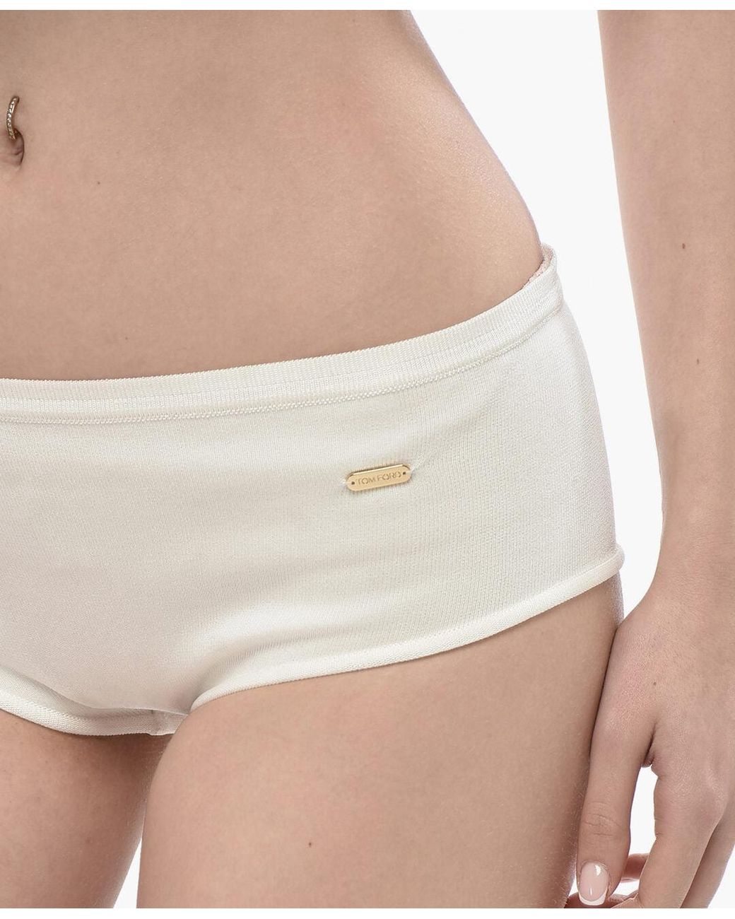 Tom Ford White Logo Plaque Briefs