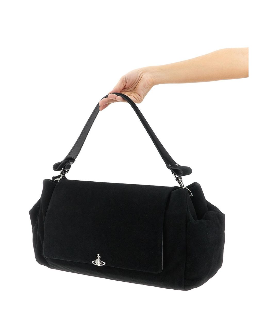 Vivienne Westwood Black Logo Plaque Top Handle Shoulder Bag