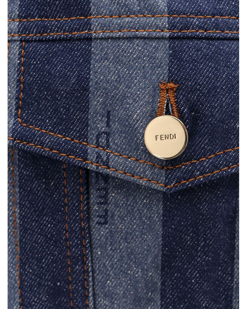 Fendi Blue Striped Button-Up Jacket