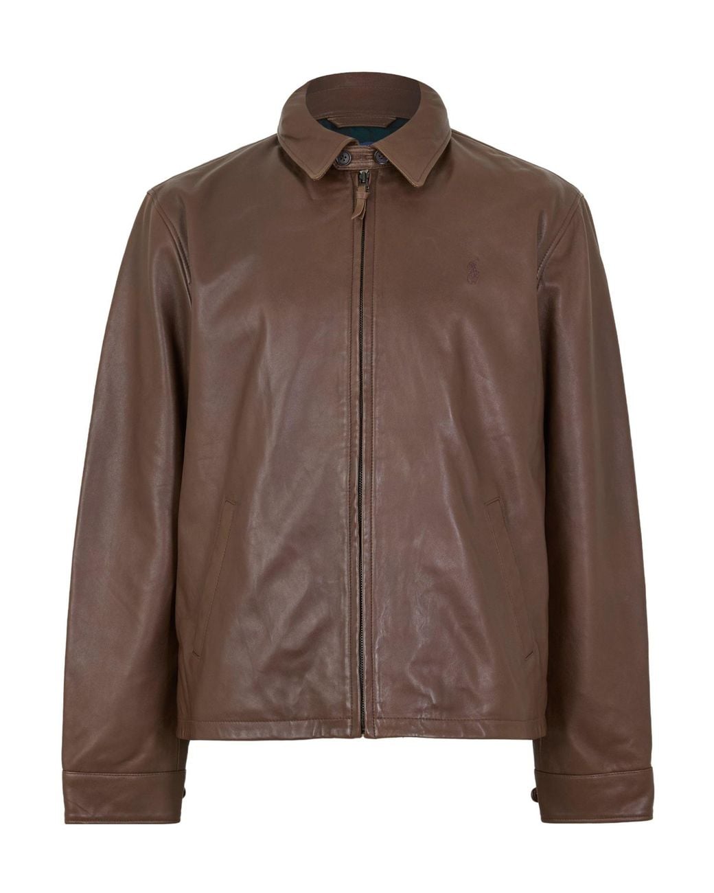 Polo Ralph Lauren Brown Leather Collared Jacket for men