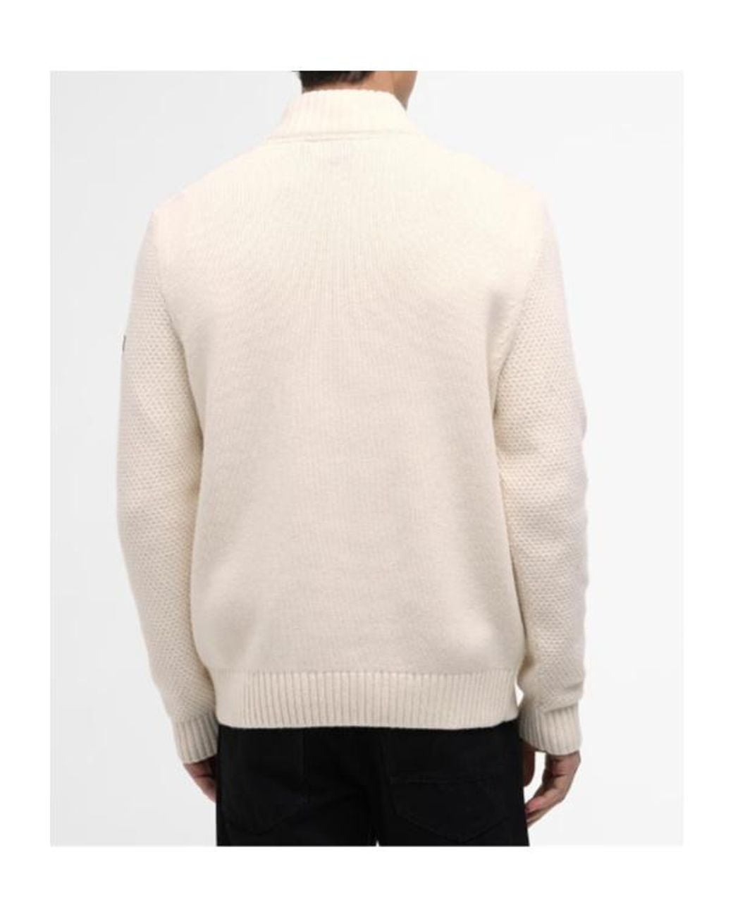 Barbour White Long-Sleeved Half-Zip Sweater for men