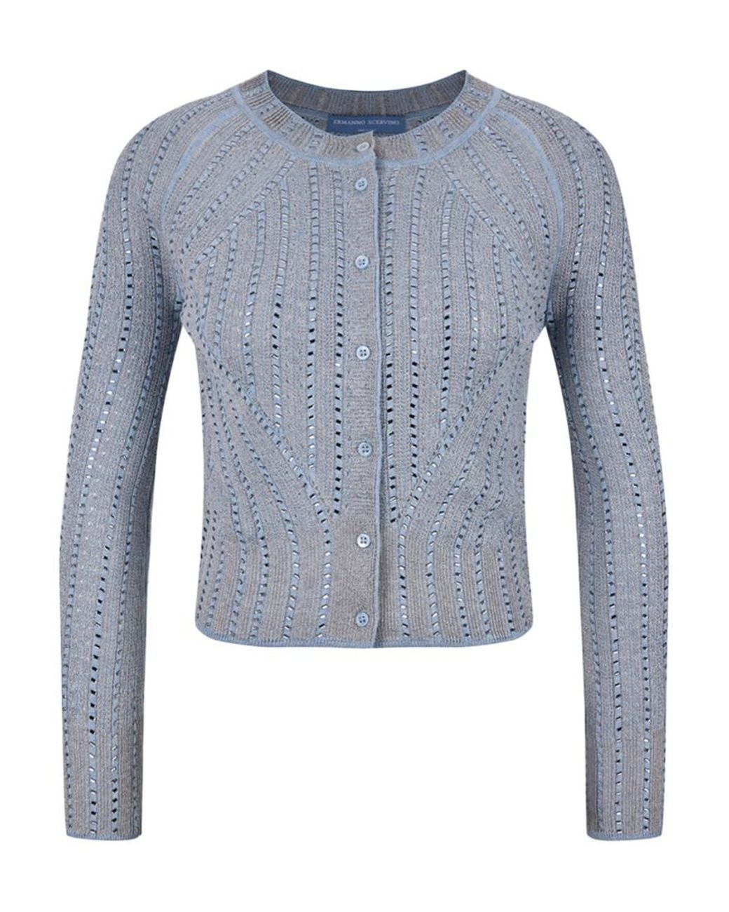 Ermanno Scervino Blue Crew Neck Cardigan