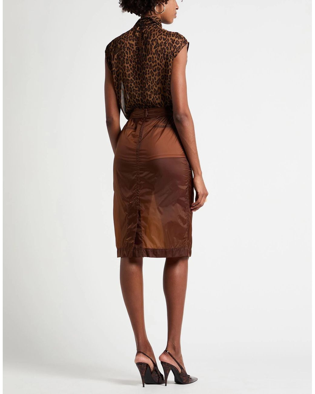 Saint Laurent Brown Simple Pencil Skirt