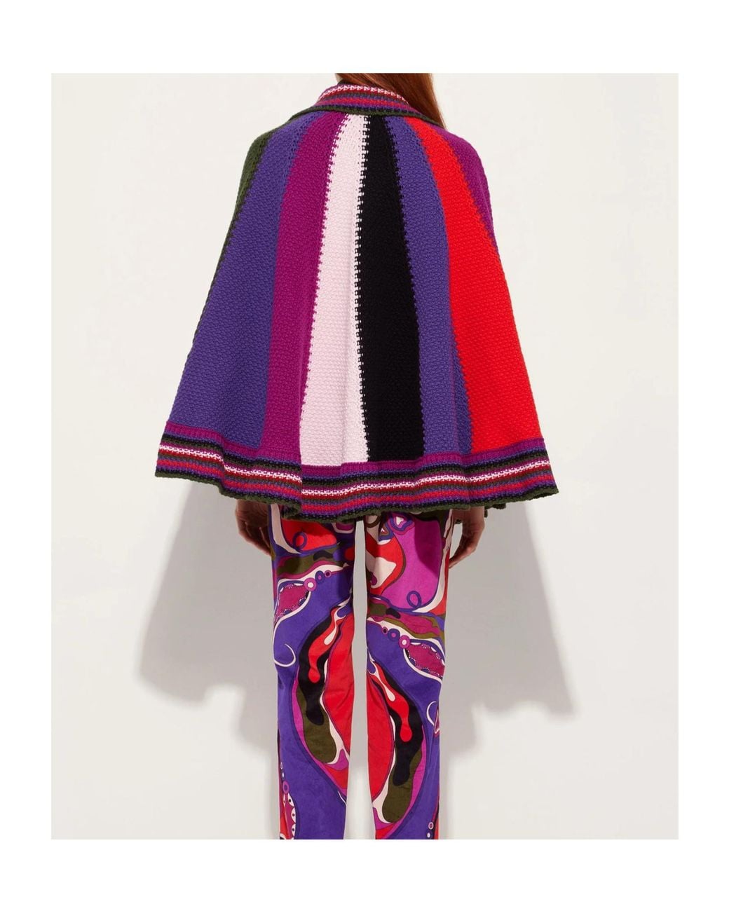 Emilio Pucci Red Pucci Color Block Large Cape