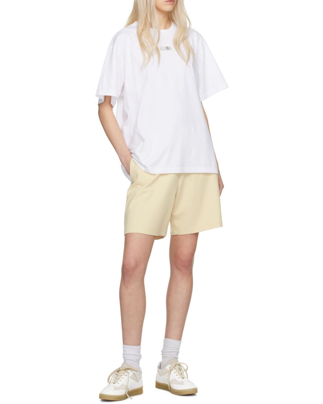 MM6 by Maison Margiela White Logo Patch Crewneck T-Shirt for men
