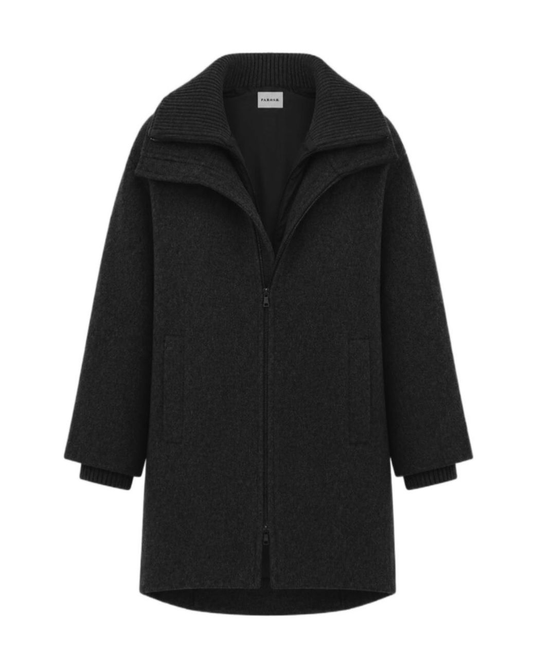 P.A.R.O.S.H. Black Two-Way Zipper Coat