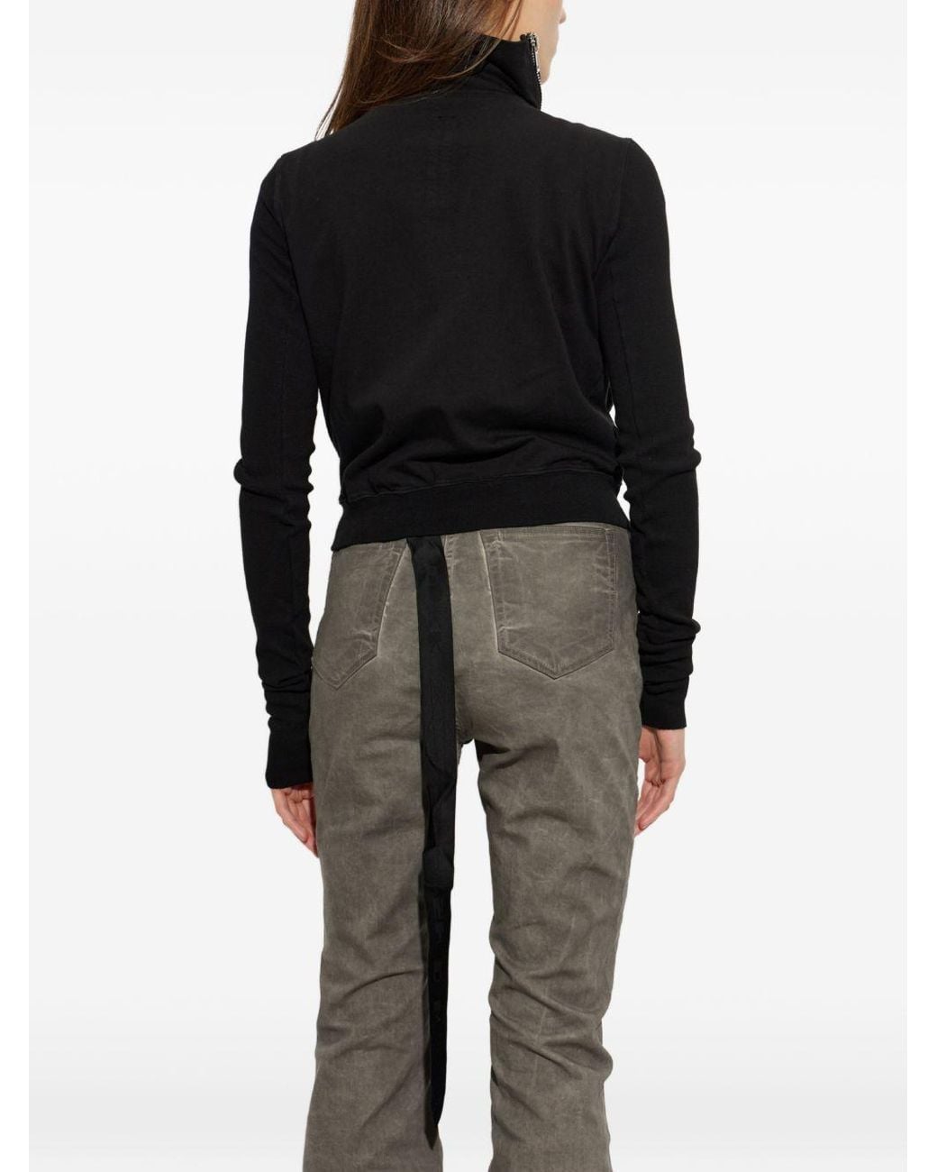 Rick Owens Black Long-Sleeved Zip-Up Jacket