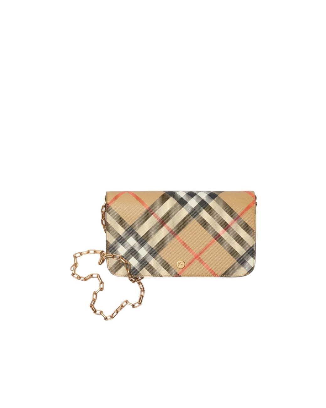 Burberry White Checked Chain-Linked Wallet