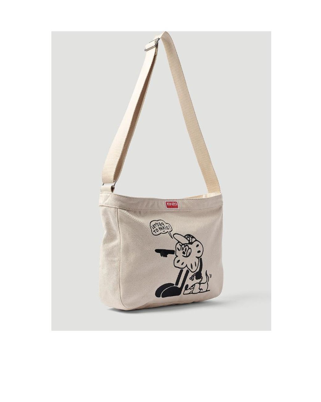 KENZO White Logo Patch Zip-Up Messenger Bag for men