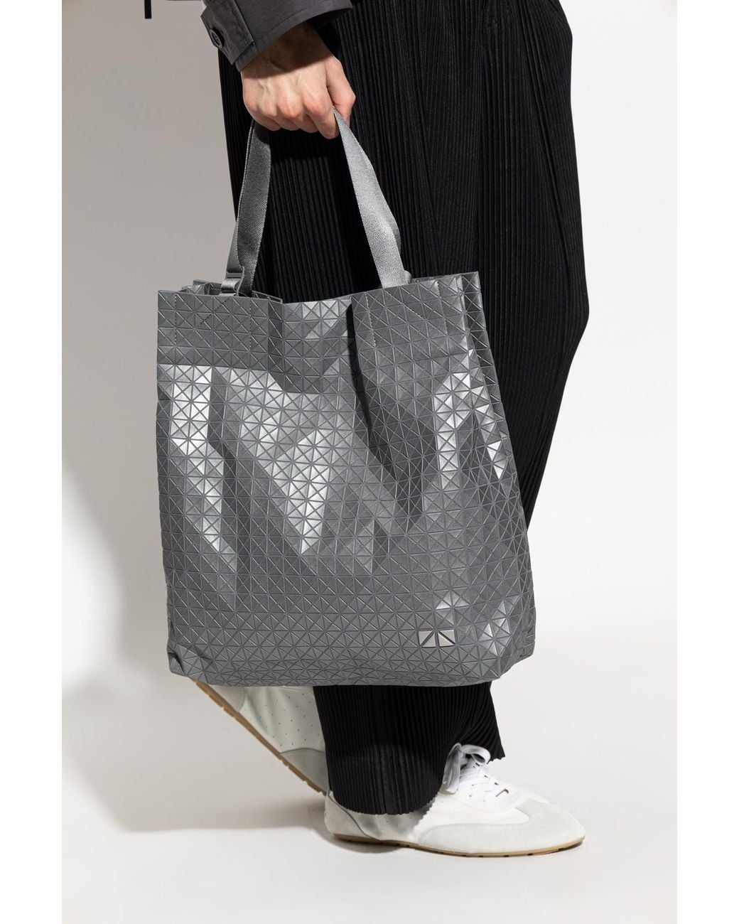 Issey Miyake Gray Geometric-Pattern Tote Bag for men