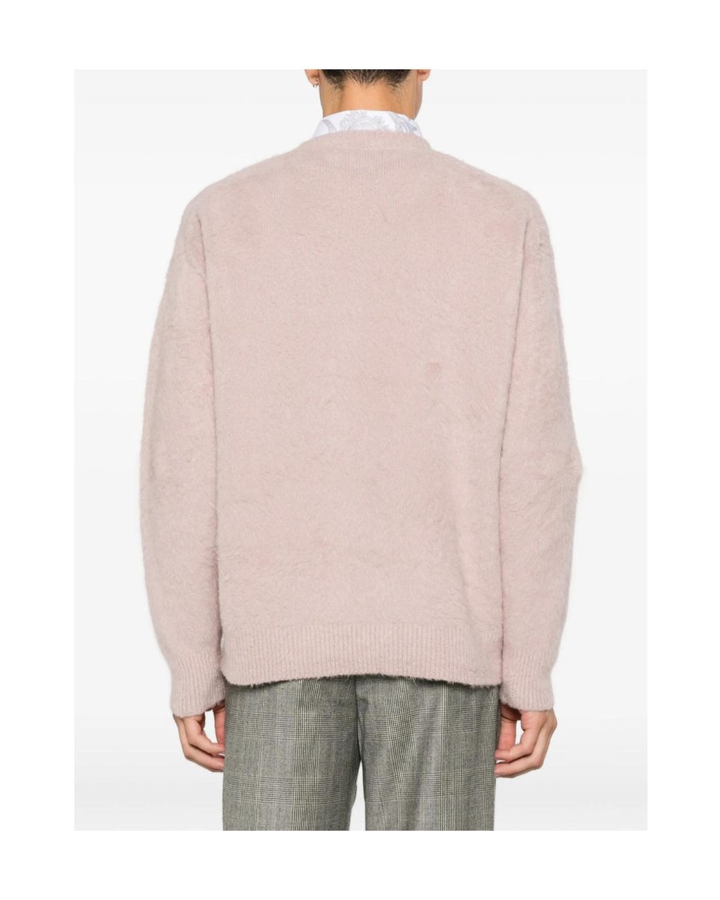 Roberto Collina Gray Oversized Crew Neck Knit Sweater for men