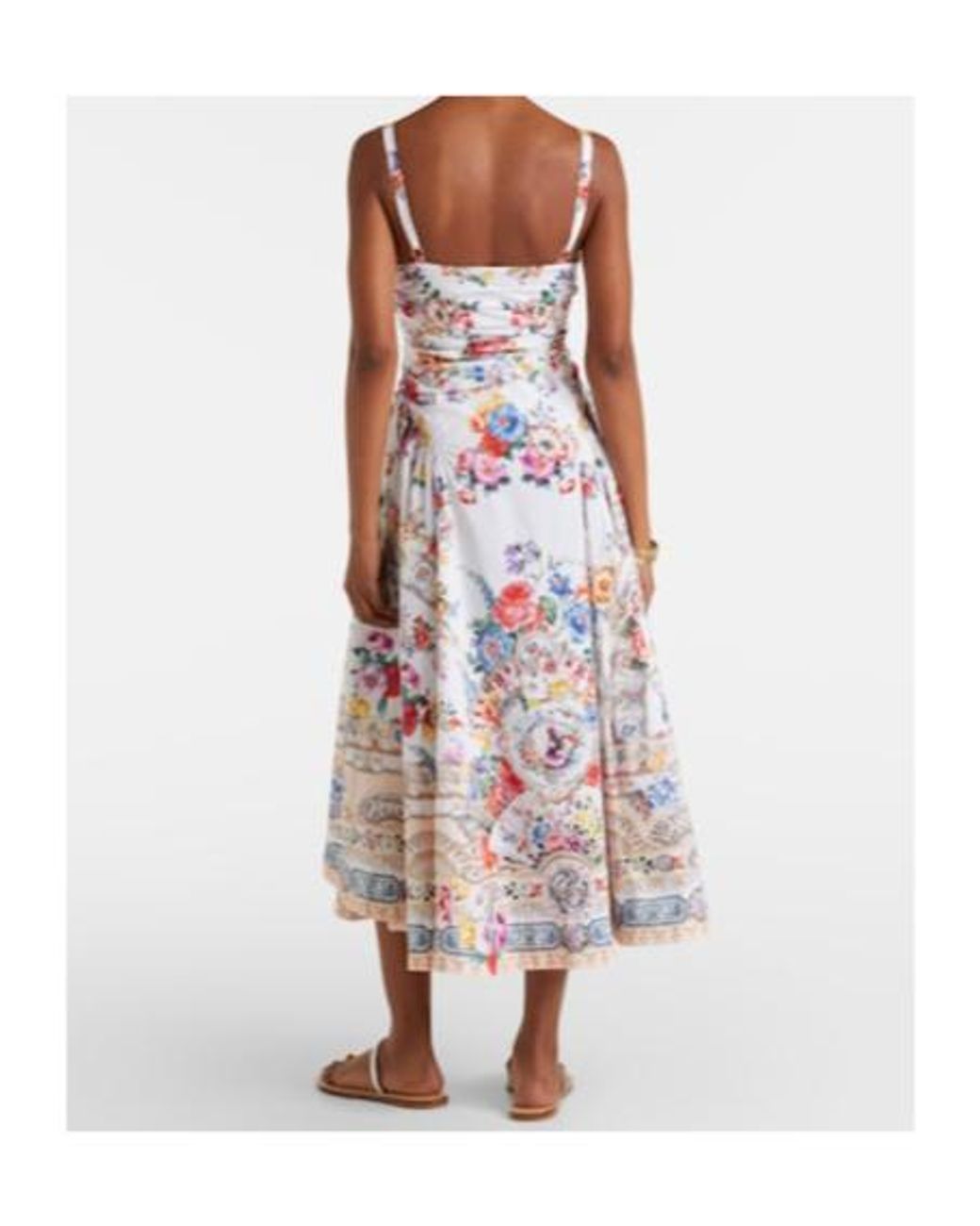 Camilla White Floral Cotton-Blend Midi Dress